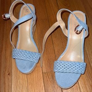 size 9.5 light blue heels never worn!